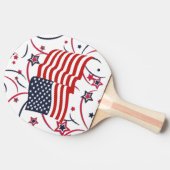 Amerikaanse vlag en vuurwerk tafeltennisbatje (Zijkant)