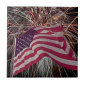 Amerikaanse vlag en vuurwerk tegeltje (Voorkant)