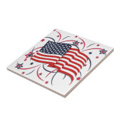 Amerikaanse vlag en vuurwerk tegeltje (Zijkant)