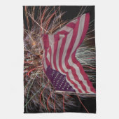 Amerikaanse vlag en vuurwerk theedoek (Verticaal)
