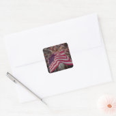 Amerikaanse vlag en vuurwerk vierkante sticker (Envelop)