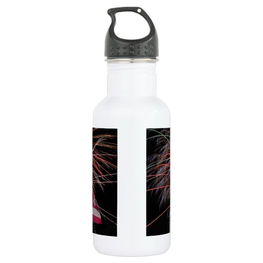 Amerikaanse vlag en vuurwerk waterfles  (Achterkant)