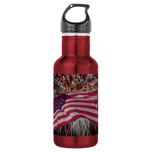 Amerikaanse vlag en vuurwerk waterfles (Voorkant)