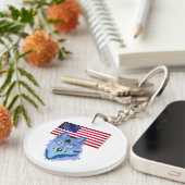 Amerikaanse vlag en Wolf Sleutelhanger (Voorkant Rechts)