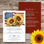 Amerikaanse vlag en zonnebloemen Alles in één brui Kaart