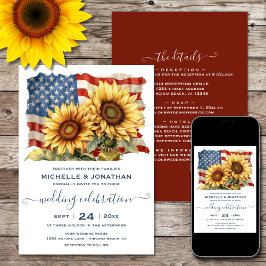 Amerikaanse vlag en zonnebloemen Alles in één brui Kaart