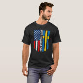 Amerikaanse vlag en Zweedse vlag beste vader ooit T-shirt (Voorkant volledig)