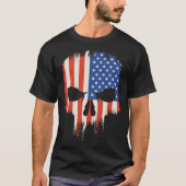 Amerikaanse vlag eng griezelige schedel boos t-shirt (Voorkant)