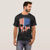 Amerikaanse vlag eng griezelige schedel boos t-shirt (Voorkant volledig)
