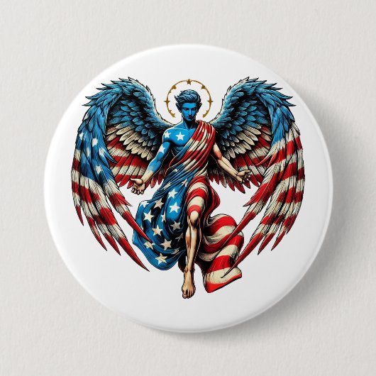 Amerikaanse Vlag Engel Man Patriottische Kunst Ronde Button 7,6 Cm (Voorkant)