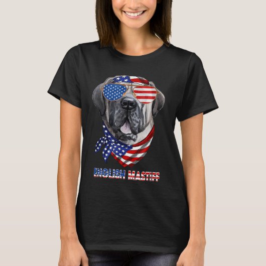 Amerikaanse vlag Engelse Mastiff Hondenliefhebber  T-shirt (Voorkant)