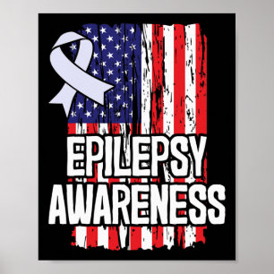 Amerikaanse vlag Epilepsy Awareness Ribbon Poster