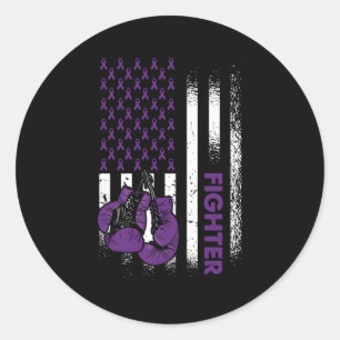Amerikaanse vlag Epilepsy Fighter Paars Ribbon Epi Ronde Sticker