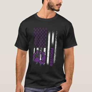 Amerikaanse vlag Epilepsy Fighter Paars Ribbon Epi T-shirt