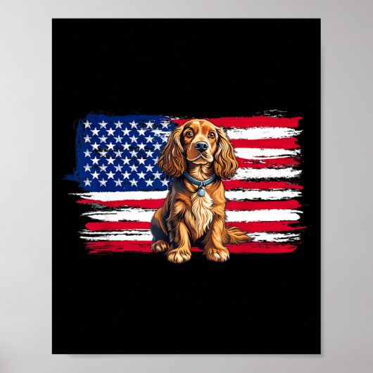 Amerikaanse Vlag Er Spaniel Hond Dier 4 juli Poster (Voorkant)
