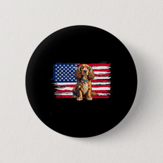 Amerikaanse Vlag Er Spaniel Hond Dier 4 Juli Ronde Button 5,7 Cm