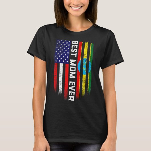 Amerikaanse vlag & Ethiopië vlag beste mama ooit f T-shirt (Voorkant)