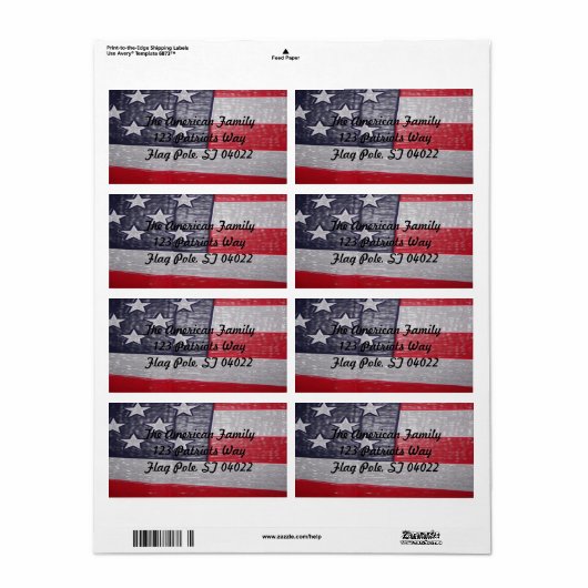 Amerikaanse vlag etiket (Full Sheet)