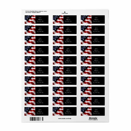 Amerikaanse vlag etiket (Full Sheet)