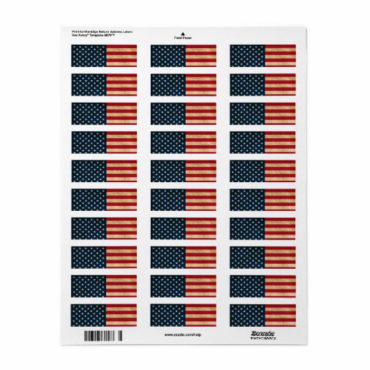  Amerikaanse vlag Etiket (Full Sheet)