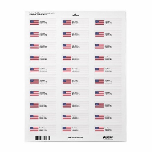 Amerikaanse vlag etiket (Full Sheet)