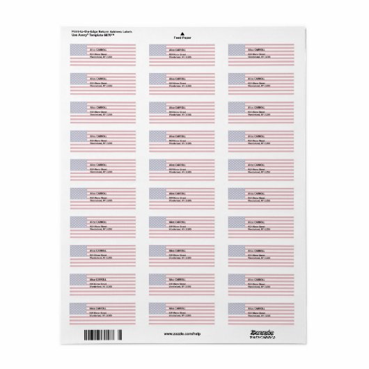 Amerikaanse vlag etiket (Full Sheet)