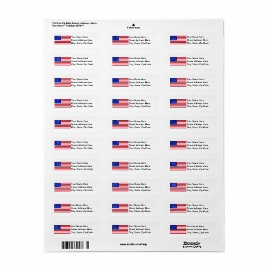 Amerikaanse vlag etiket (Full Sheet)