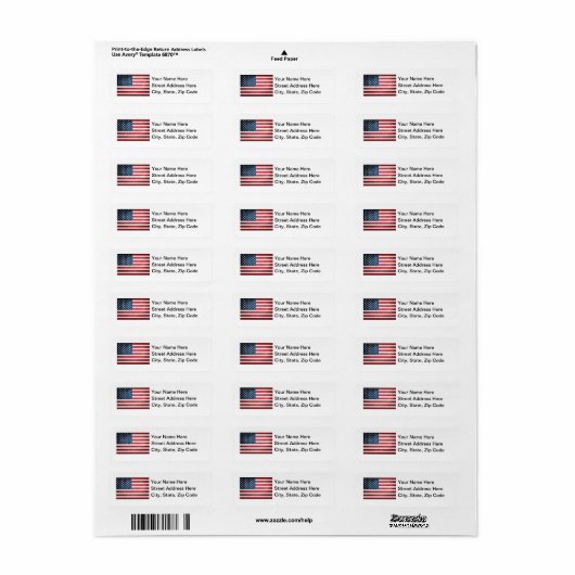 Amerikaanse vlag etiket (Full Sheet)