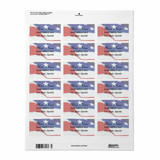 Amerikaanse vlag etiket (Full Sheet)