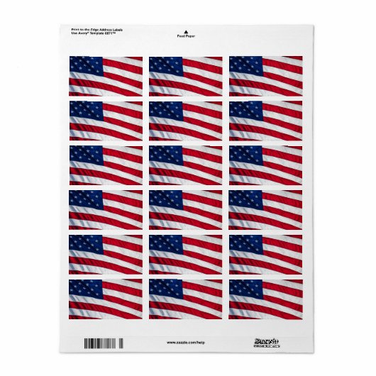 Amerikaanse vlag etiket (Full Sheet)