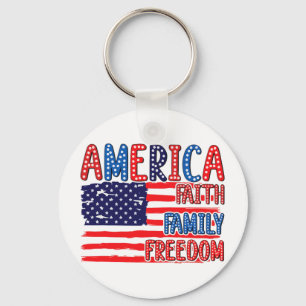 Amerikaanse vlag Faith Family Freedom 4 juli IND Sleutelhanger