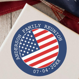 Amerikaanse Vlag Familie Samenkomst Ronde Sticker