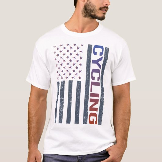 Amerikaanse vlag Fietsen Fietsfietser Fietsen T-shirt (Voorkant)