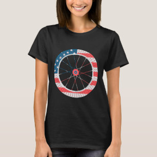 Amerikaanse vlag Fietswiel Onafhankelijkheidsdag 4 T-shirt