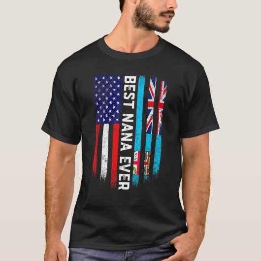 Amerikaanse vlag & Fiji vlag beste familie ooit T-shirt (Voorkant)