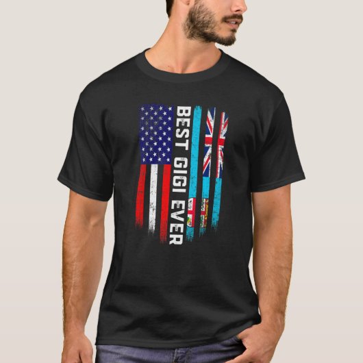 Amerikaanse vlag & Fiji vlag beste Gigi ooit famil T-shirt (Voorkant)