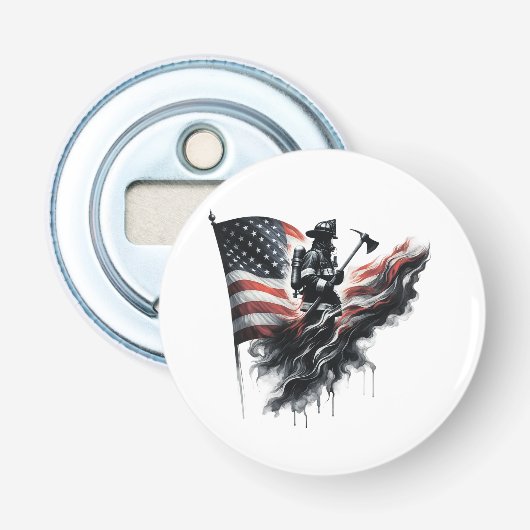 Amerikaanse vlag. Firefighter Button Flesopener (Voorkant)