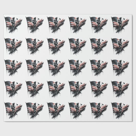Amerikaanse vlag. Firefighter Cadeaupapier (Vlak)