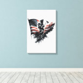 Amerikaanse vlag. Firefighter Canvas Afdruk (Insitu (Houten vloer))
