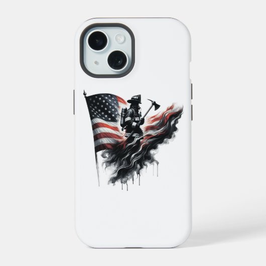 Amerikaanse vlag. Firefighter iPhone 15 Case (Achterkant)