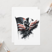 Amerikaanse vlag. Firefighter Kaart (Voorkant / Achterkant in situ)