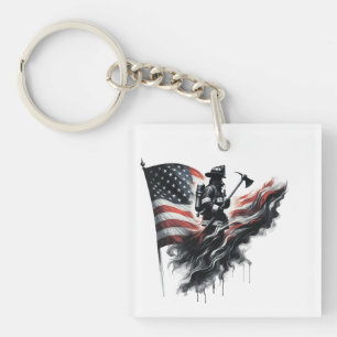 Amerikaanse vlag. Firefighter Sleutelhanger