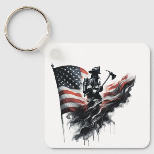Amerikaanse vlag. Firefighter Sleutelhanger