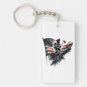 Amerikaanse vlag. Firefighter Sleutelhanger