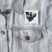 Amerikaanse vlag. Firefighter Vierkante Button 5,1 Cm (In situ)