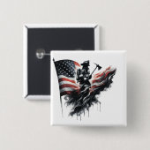 Amerikaanse vlag. Firefighter Vierkante Button 5,1 Cm (Voorkant /achterkant)