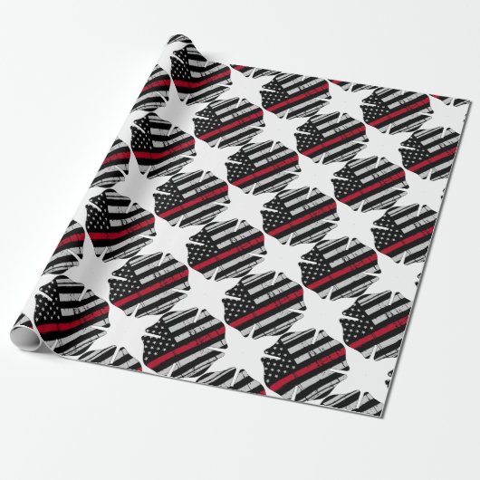 Amerikaanse vlag Fireman Cross Thin Red Line Cadeaupapier (Uitgerold)