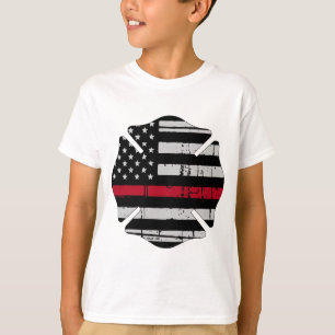 Amerikaanse vlag Fireman Cross Thin Red Line T-shirt