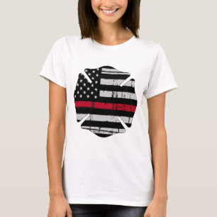 Amerikaanse vlag Fireman Cross Thin Red Line T-shirt
