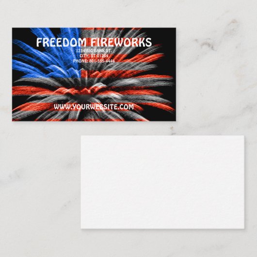 Amerikaanse vlag Fireworks Visitekaartje (Voorkant / Achterkant)